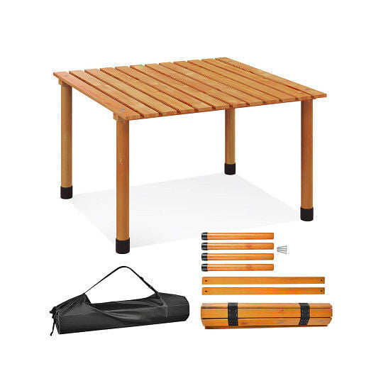 Folding Outdoor Camping Table with Carrying Bag for Picnics and Party-Gray-2