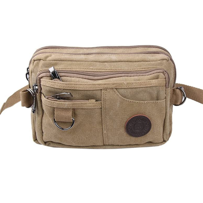 Vintage Canvas Waist Bag Multiple Pocket Fanny Pack-5