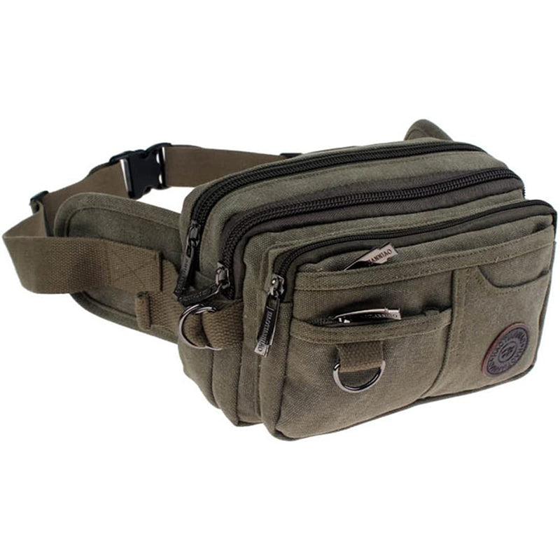 Vintage Canvas Waist Bag Multiple Pocket Fanny Pack-7