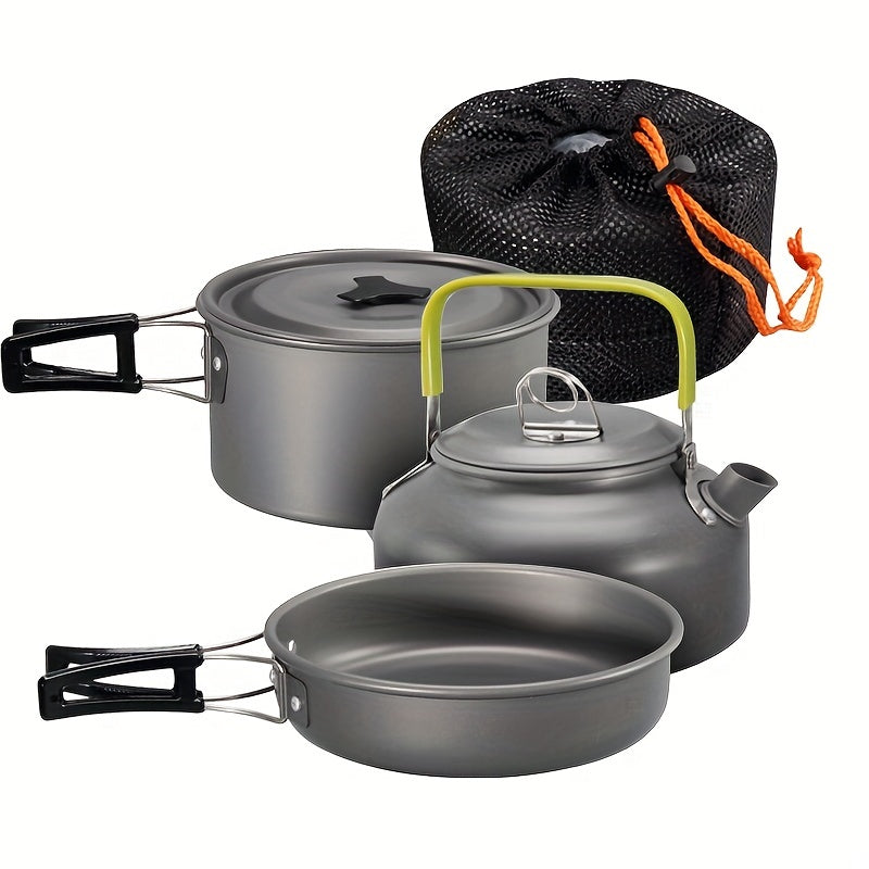 3-Piece Aluminum Camping Cookware Set Portable Kit-1