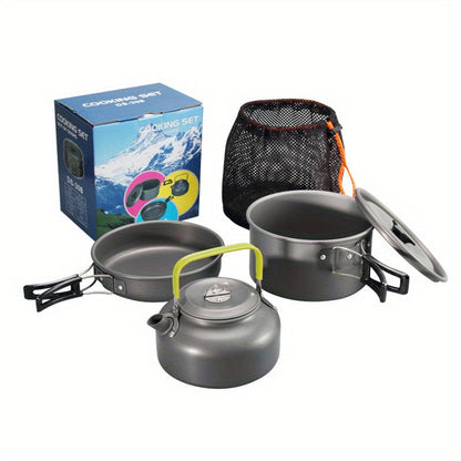 3-Piece Aluminum Camping Cookware Set Portable Kit-2