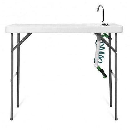 Folding Cleaning Sink Faucet Cutting Camping Table with Sprayer-3