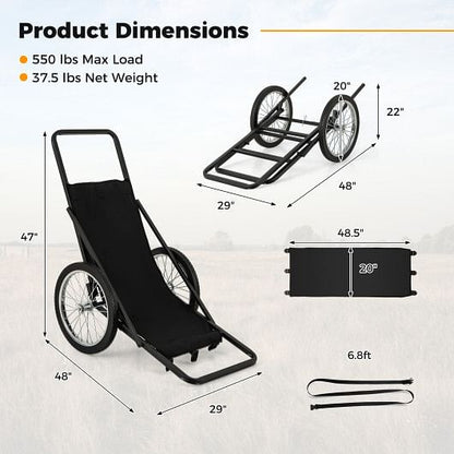550 LBS Folding Deer Game Cart with Polyester Liner for Hunting-2