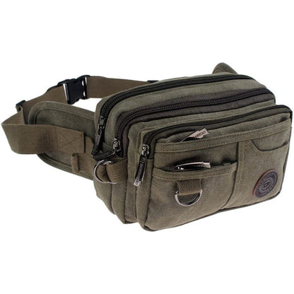 Vintage Canvas Waist Bag Multiple Pocket Fanny Pack-7